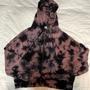 Tie dye zip up crop hoodie